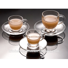 Hot tea and coffee glass mugs high quality glass cups with saucer hot sale home use china made coffee cup with saucer